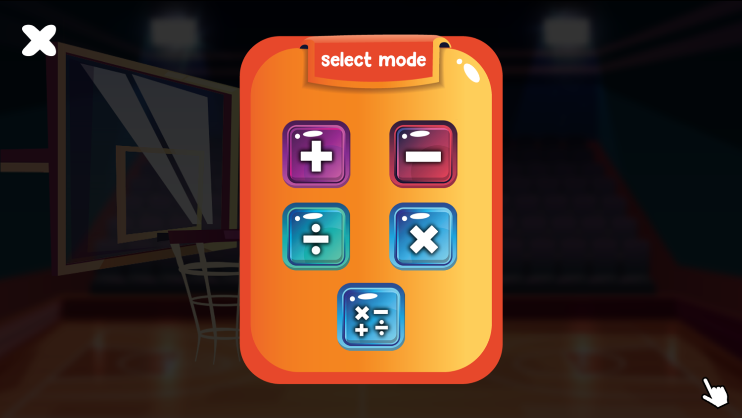 Basket Goal Math Game Select Mode Screenshot.