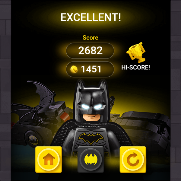 Batman Gotham City Speed Game Over Screenshot.