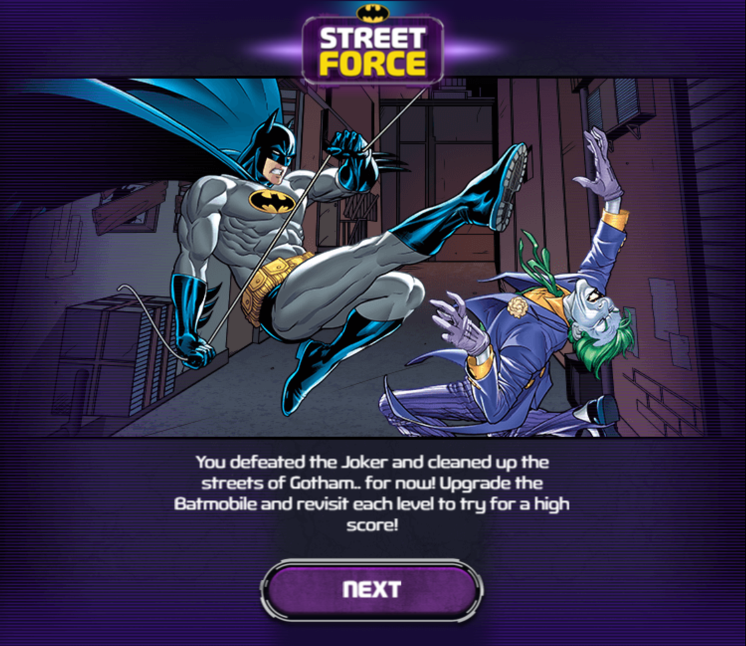 Batman Street Force Game Complete Screen Screenshot.