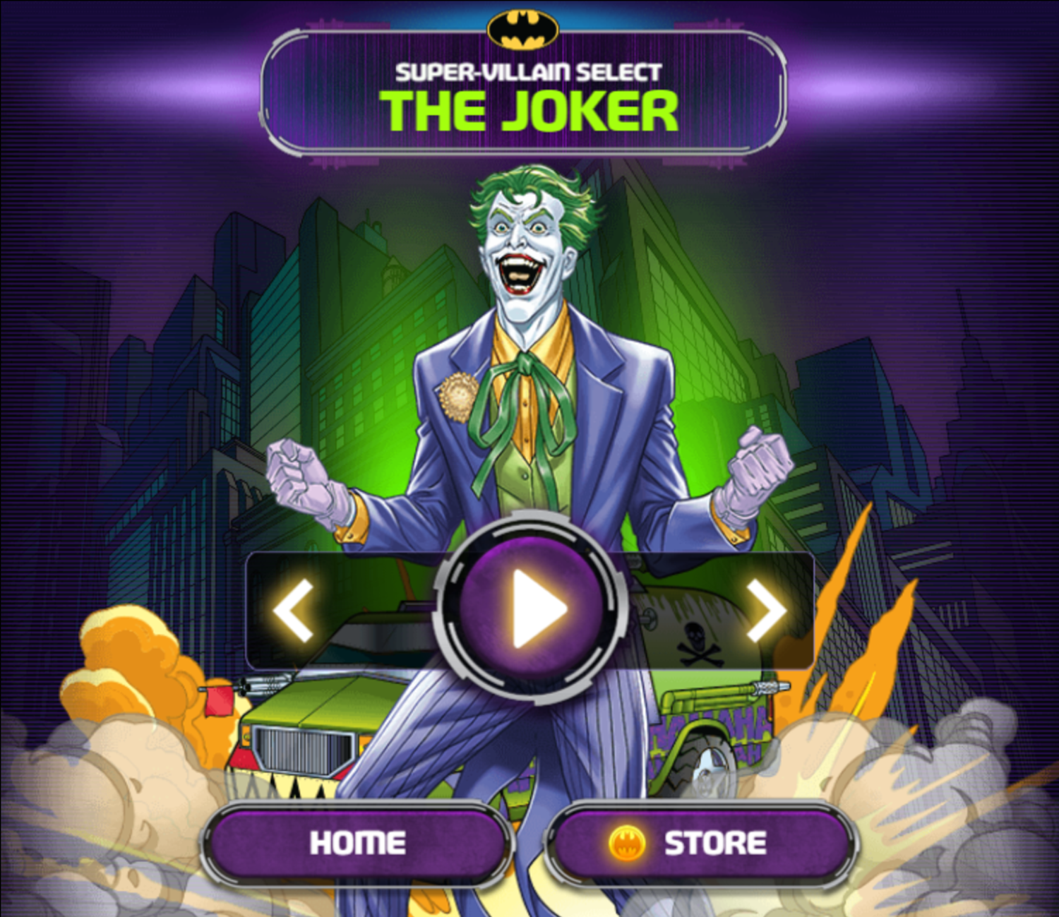 Batman Street Force Game Joker Level Select Screen Screenshot.