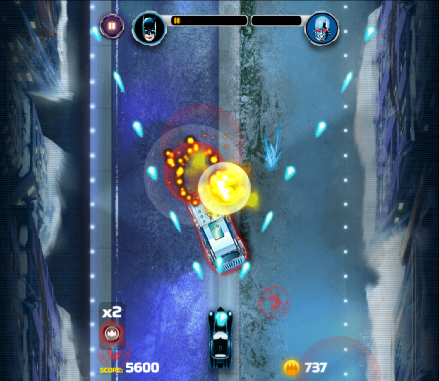 Batman Street Force Game Mr Freeze Battle Screenshot.