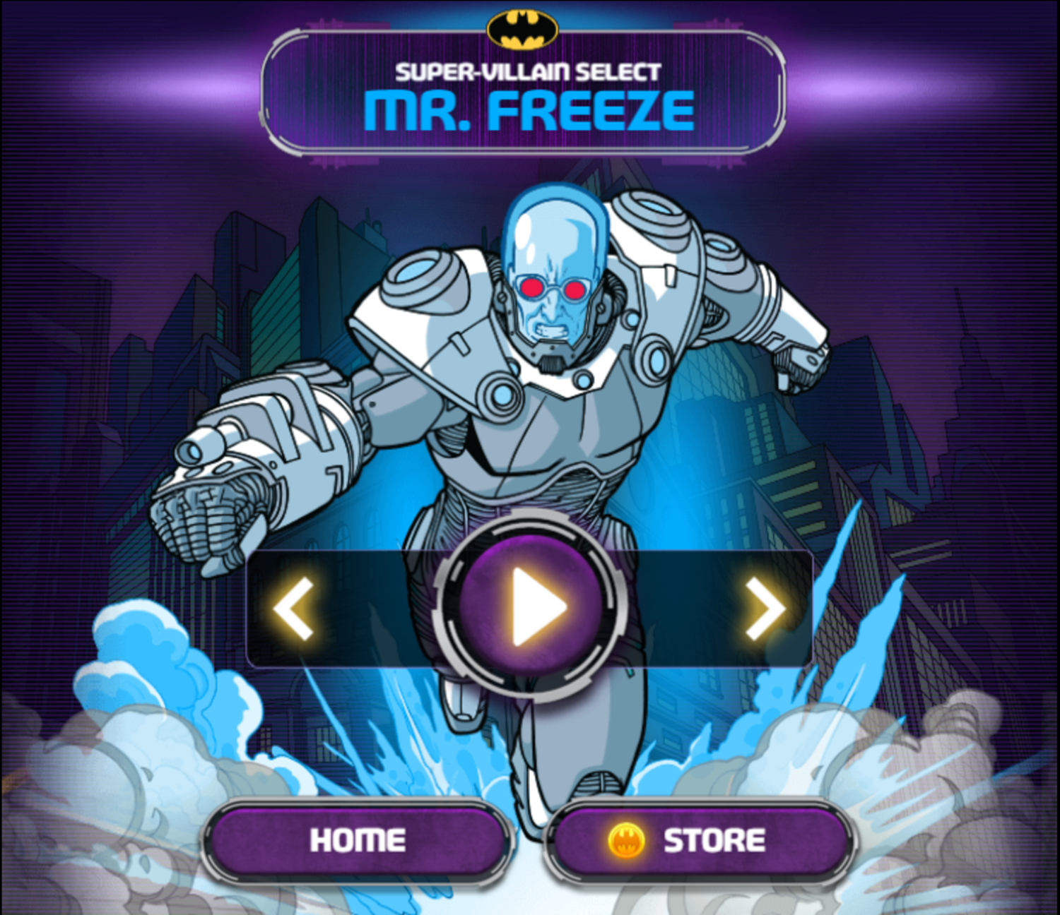 Batman Street Force Game Mr Freeze Level Select Screen Screenshot.