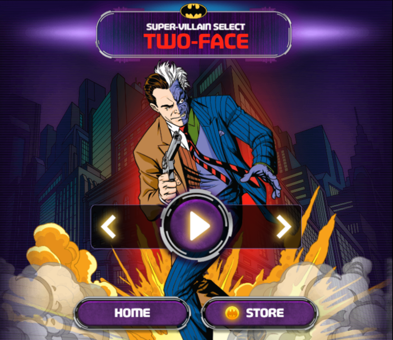 Batman Street Force Game Harvey Two Face Level Select Screen Screenshot.