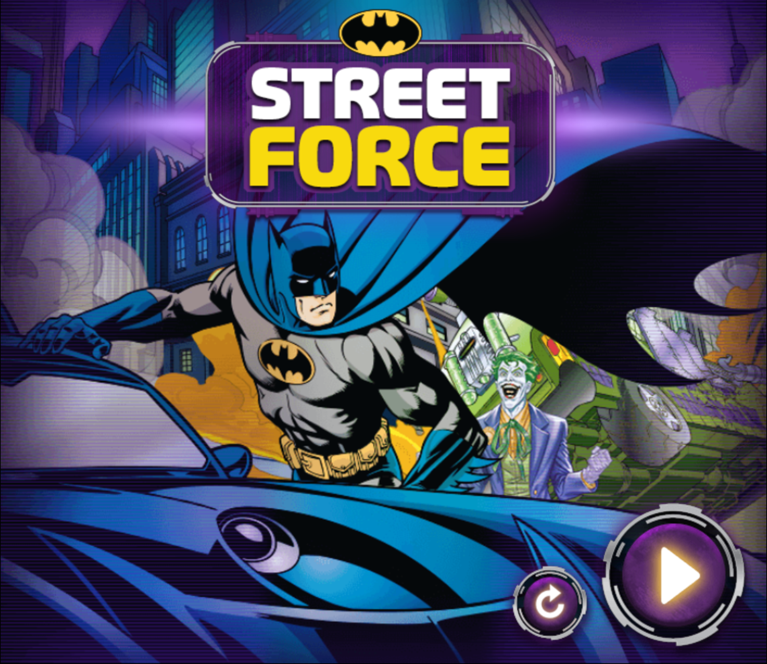 Batman Street Force Game Welcome Screen Screenshot.