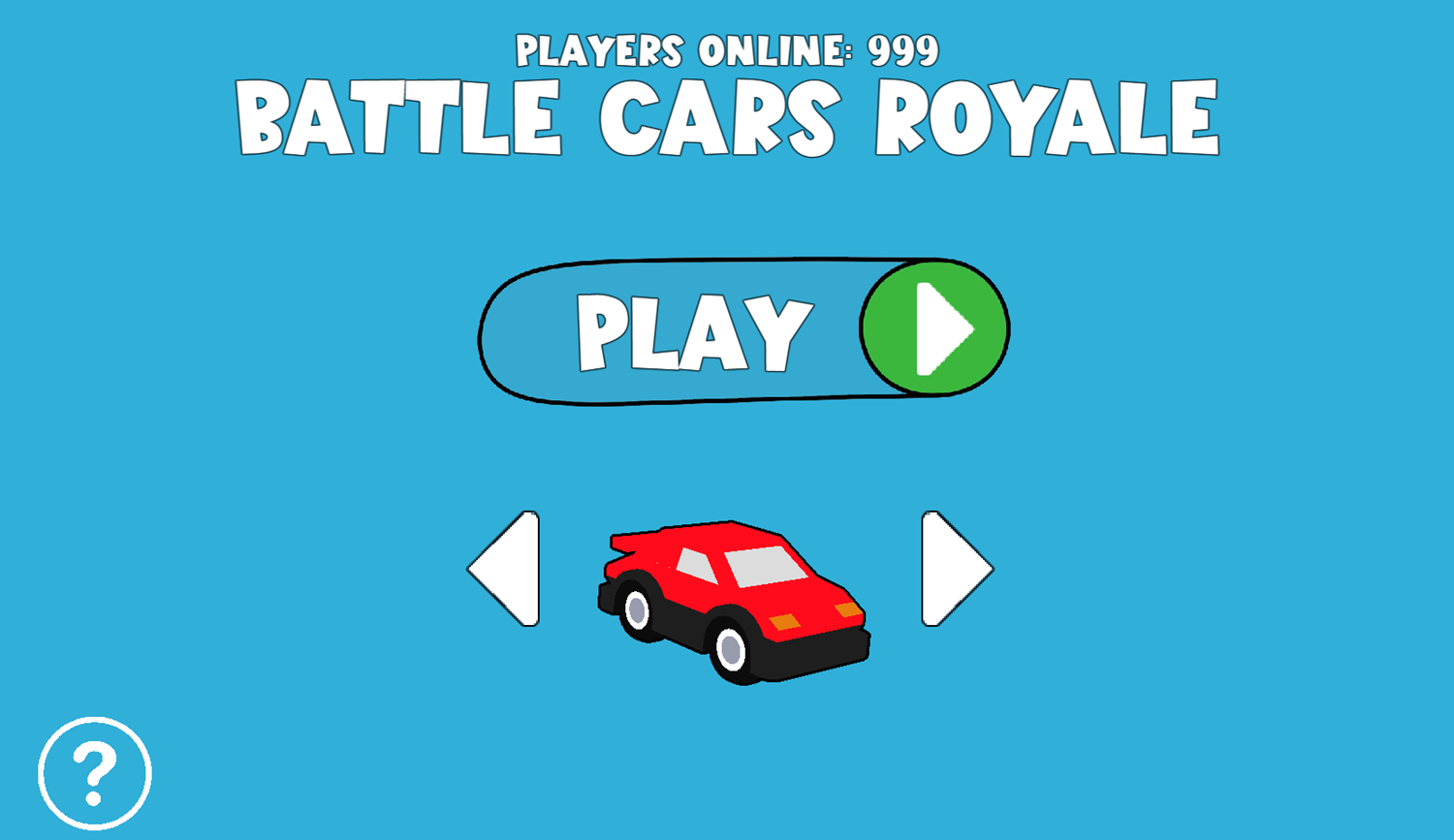 Battle Cars Royale Game Welcome Screen Screenshot.