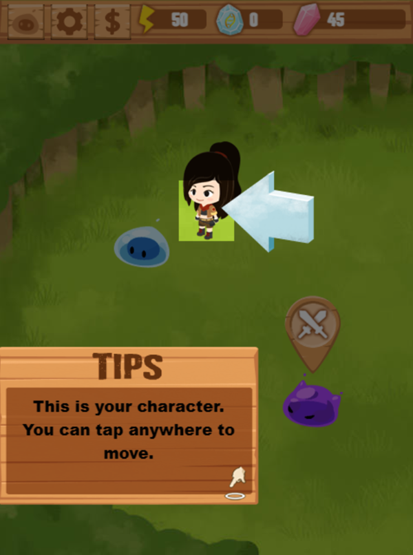 Battle Monster Game Tutorial Character Screenshot.
