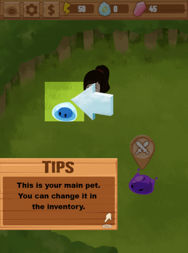 Battle Monster Game Tutorial Main Pet Screenshot.