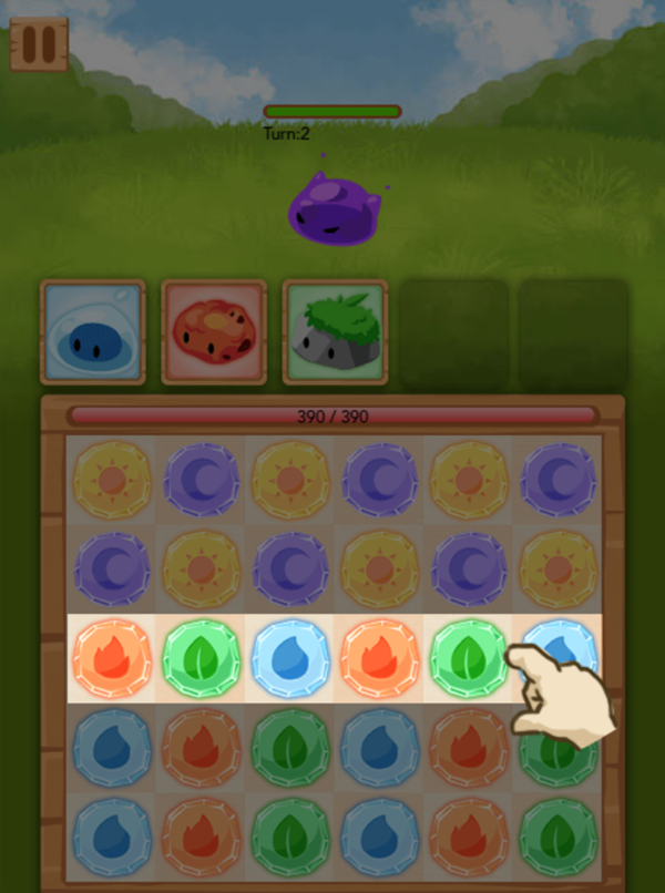 Battle Monster Game Tutorial Moving Gems Screenshot.