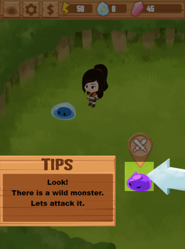 Battle Monster Game Tutorial Wild Monster Screenshot.