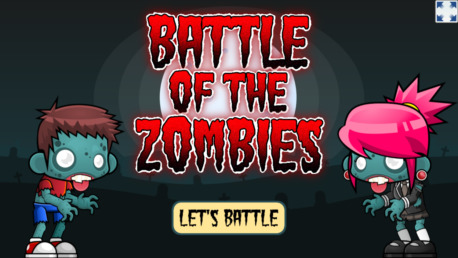 Battle of the Zombies Game Welcome Screen Screenshot.