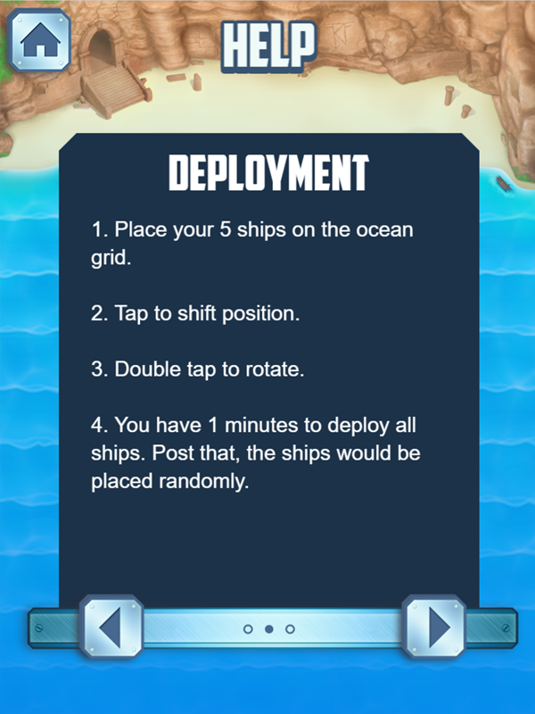 Battleships Armada Ship Deployment Instructions Screenshot.