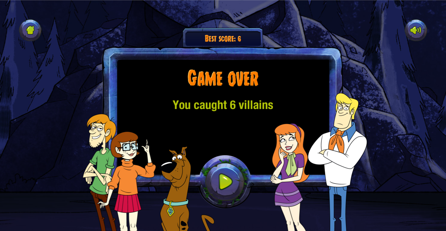 Be Cool Scooby Doo It's Dark Out There Game Over Screenshot.