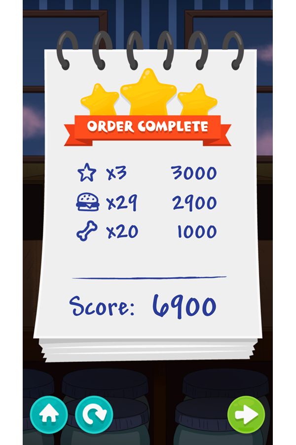 Be Cool Scooby Doo Sandwich Tower Game Level Score Screenshot.