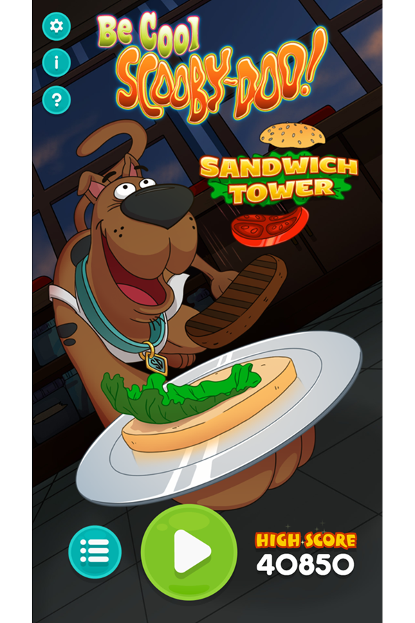 Be Cool Scooby Doo Sandwich Tower Welcome Screen Screenshot.