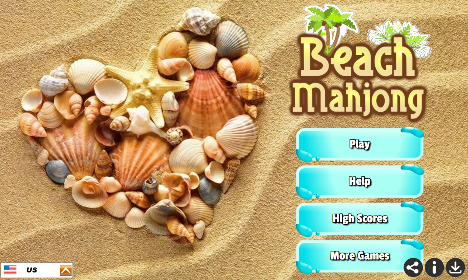 Beach Mahjong Game Welcome Screen Screenshot.