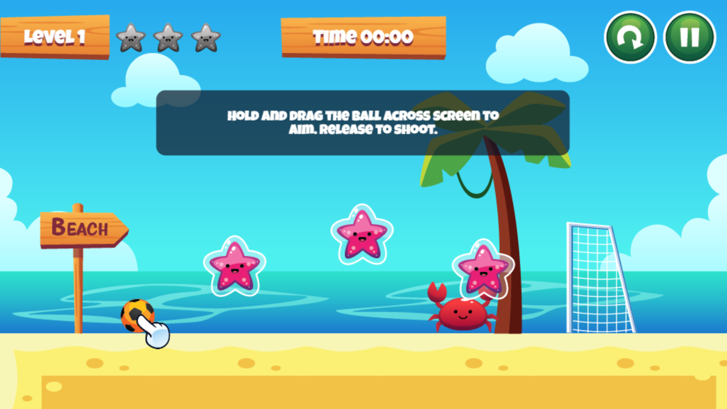 Beach Soccer Game How to Play Screen Screenshot.