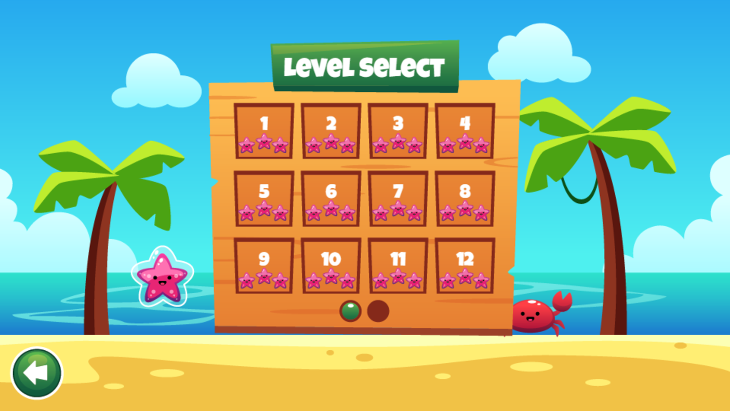 Beach Soccer Game Level Select Screen Screenshot.