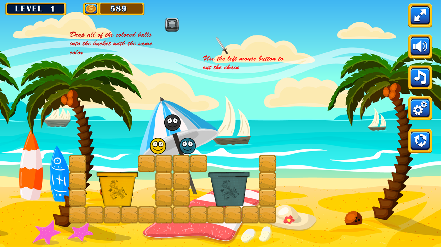 Beachball Fun Game Level Play Screenshot.