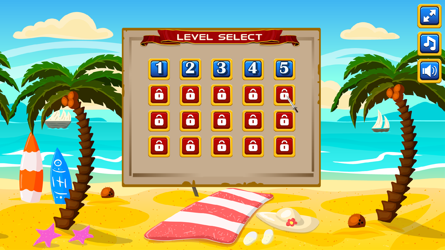 Beachball Fun Game Level Select Screenshot.