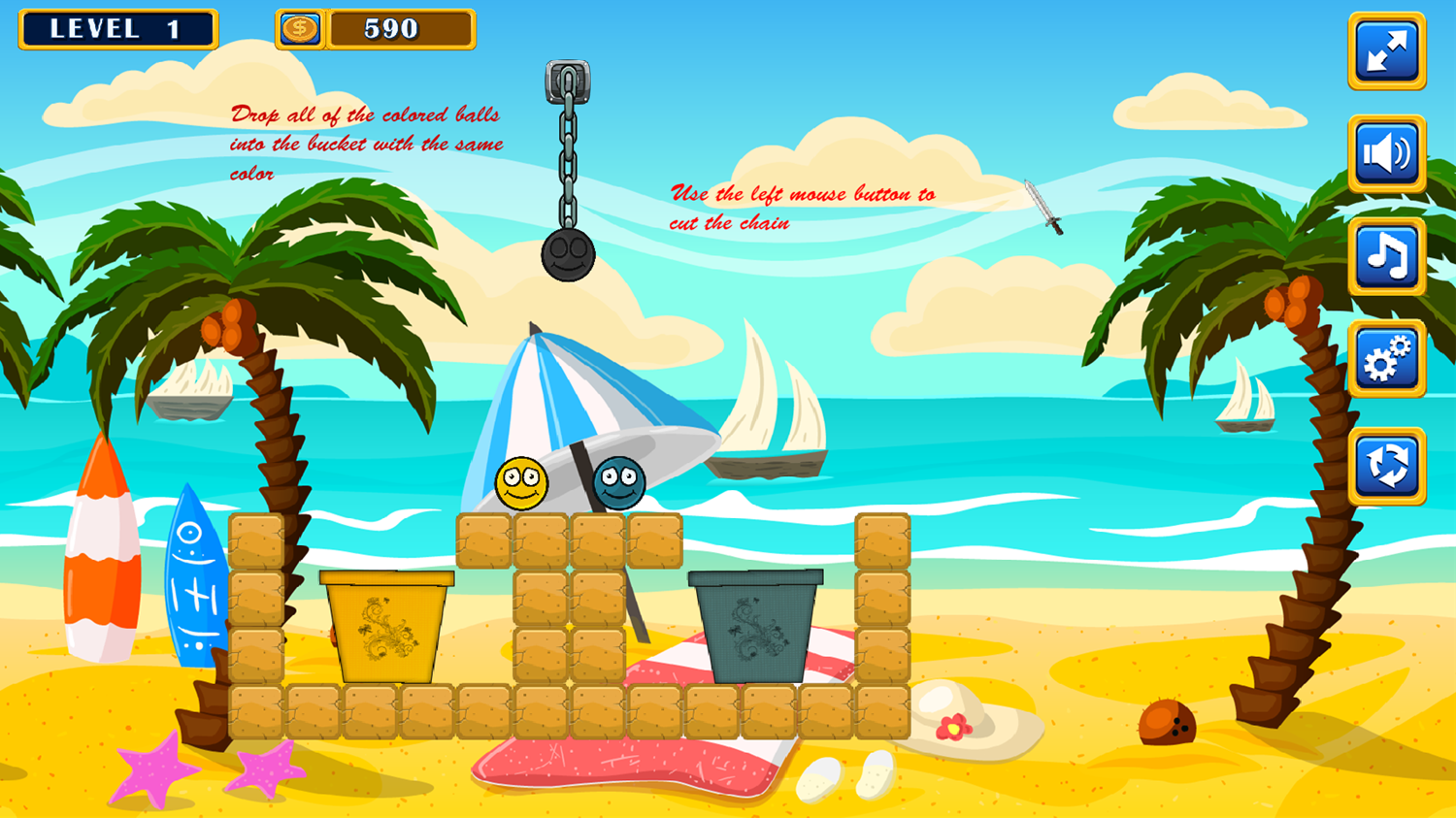 Beachball Fun Game Level Start Screenshot.