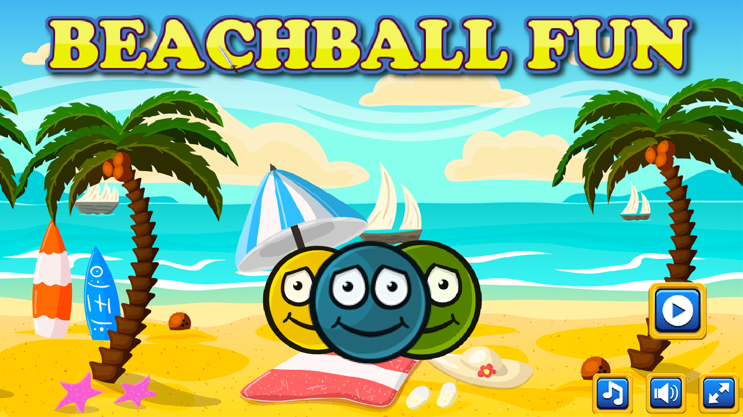Beachball Fun Game Welcome Screen Screenshot.