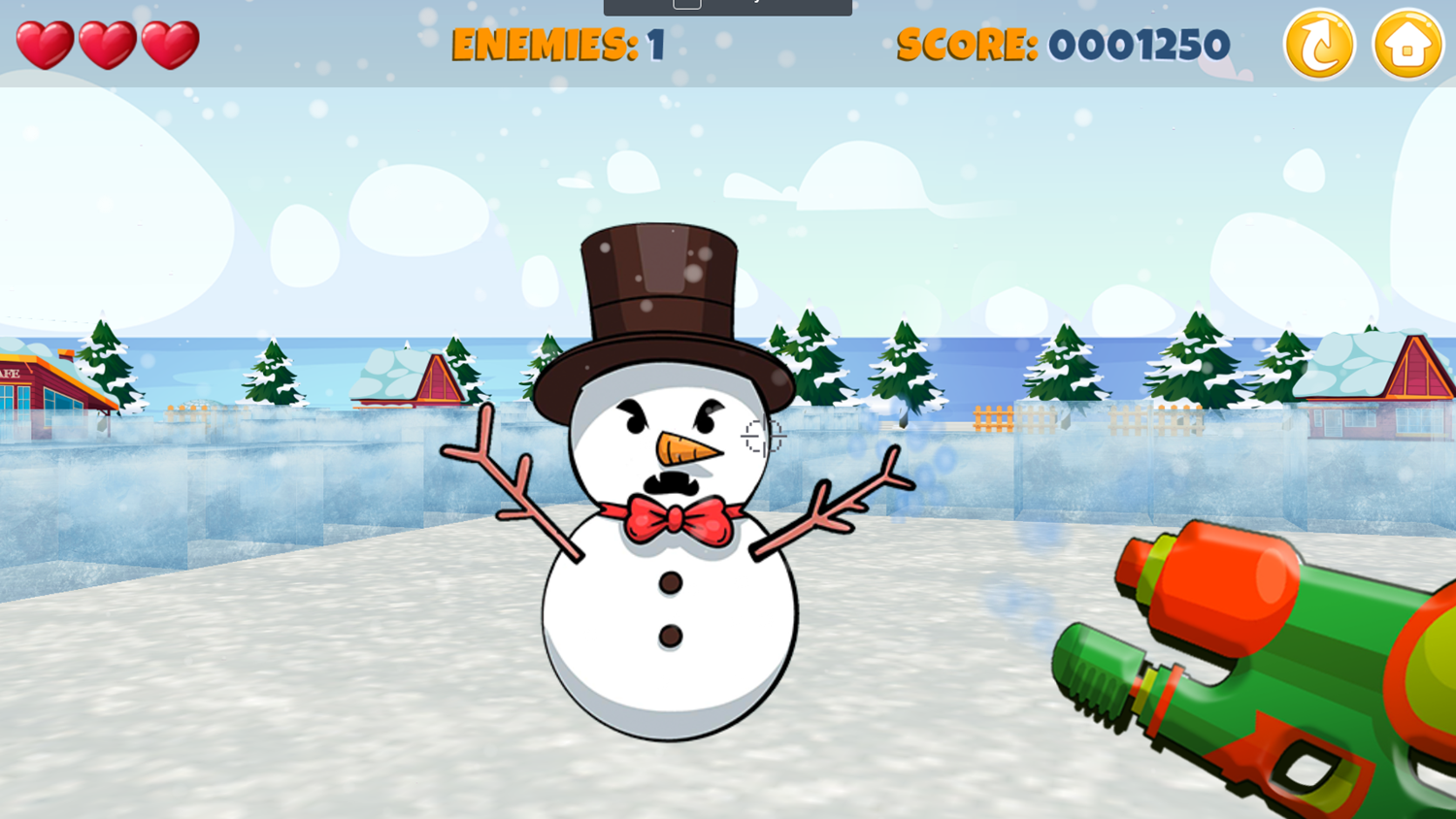 Beat the Snowmen Game Play Screenshot.