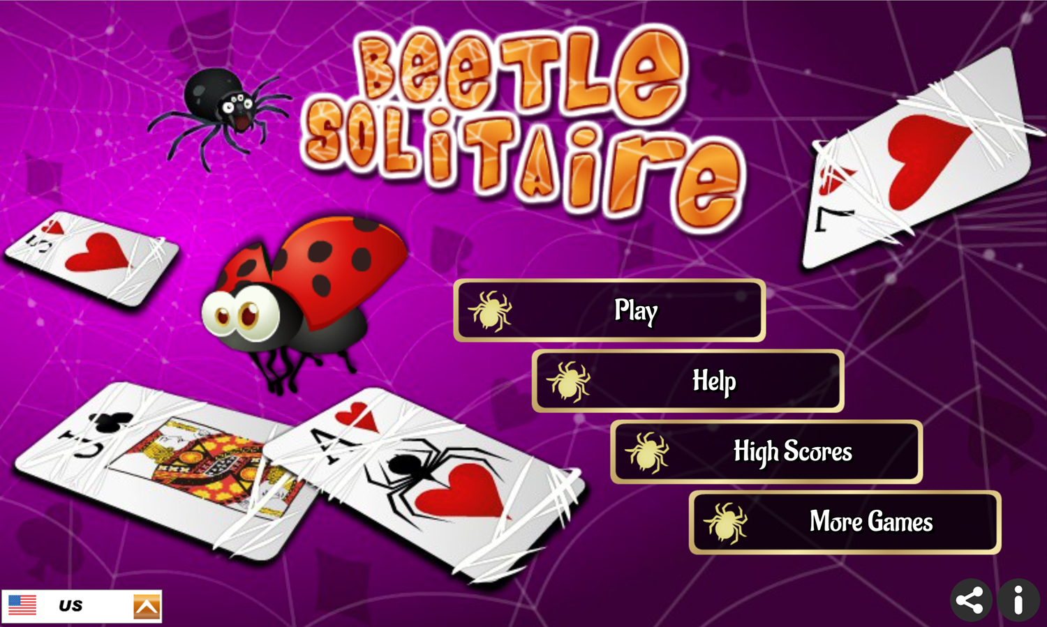 Beetle Solitaire Game Welcome Screen Screenshot.
