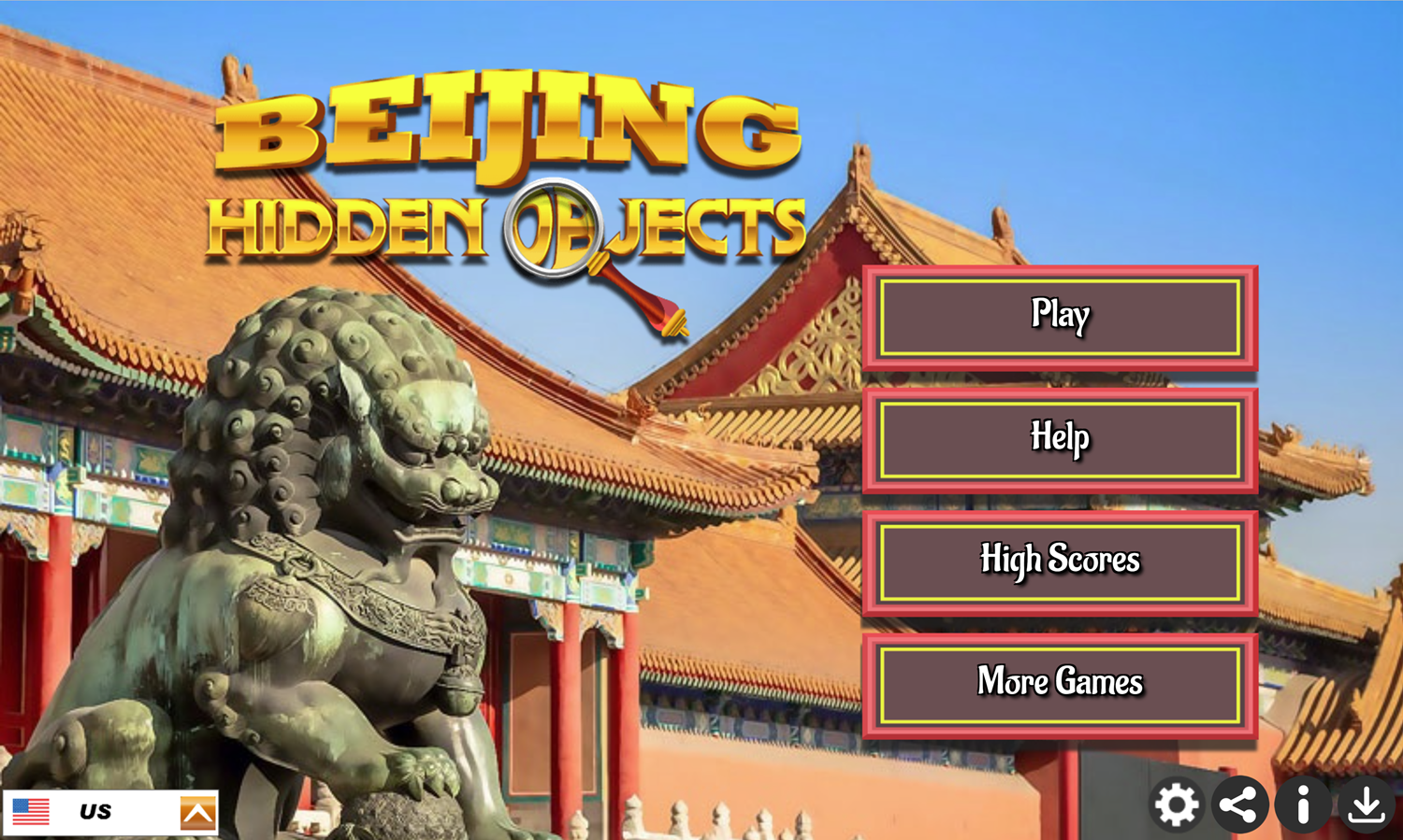 Beijing Hidden Objects Game Welcome Screen Screenshot.