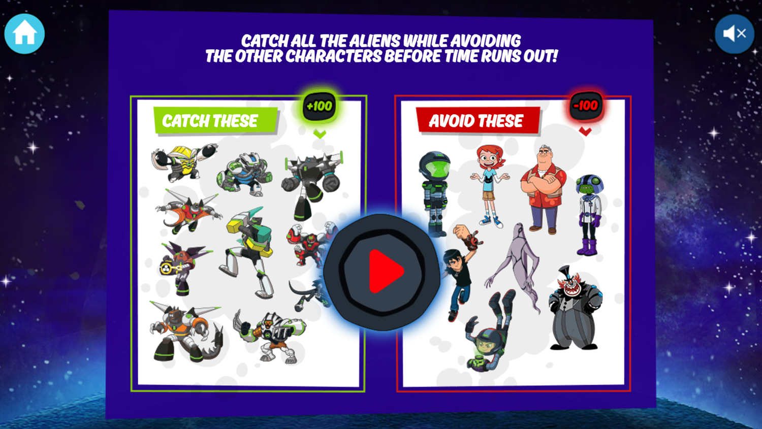 Ben 10 Alien Catcher Game How To Play Screenshot.