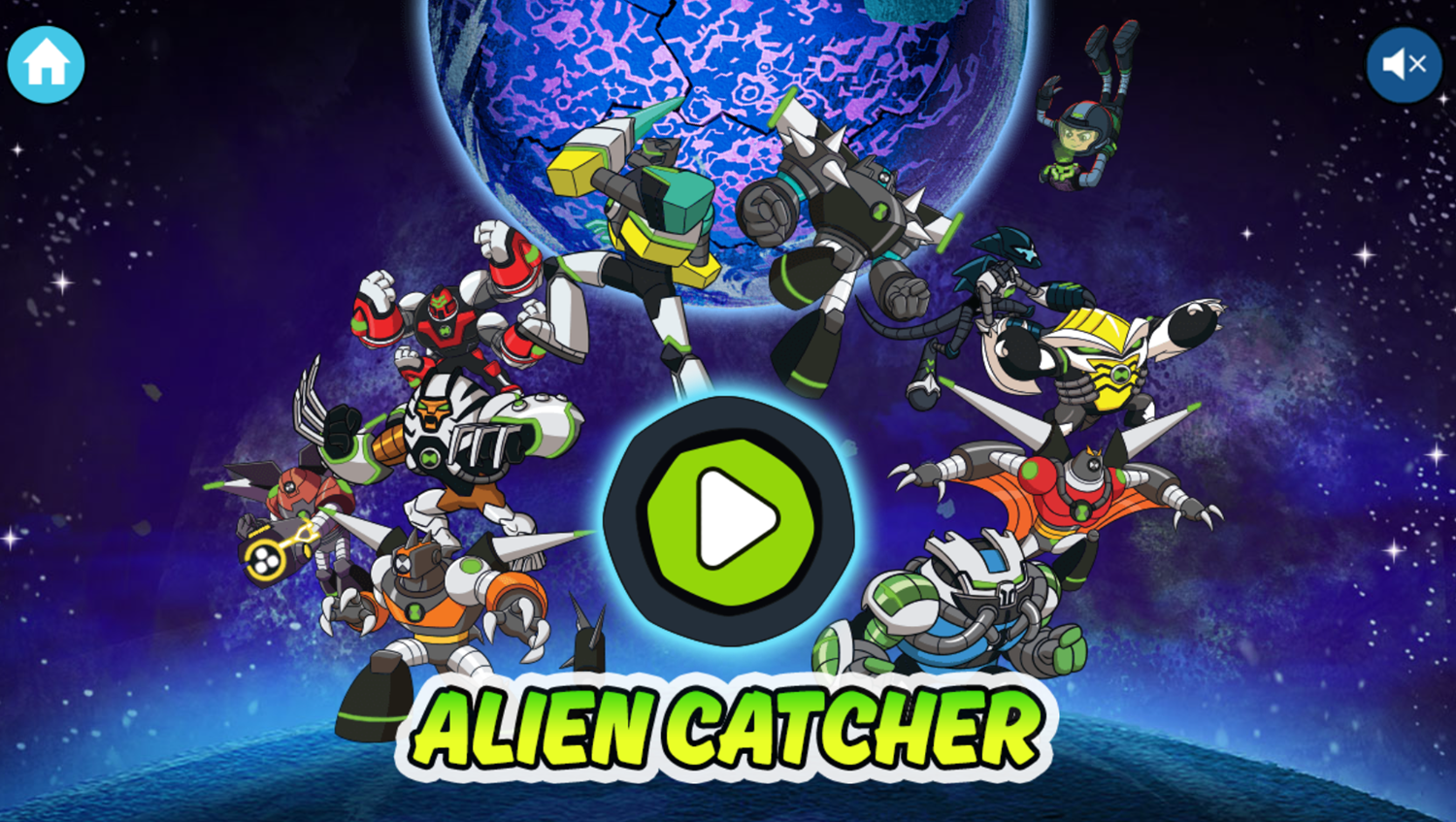 Ben 10 Alien Catcher Game Welcome Screen Screenshot.