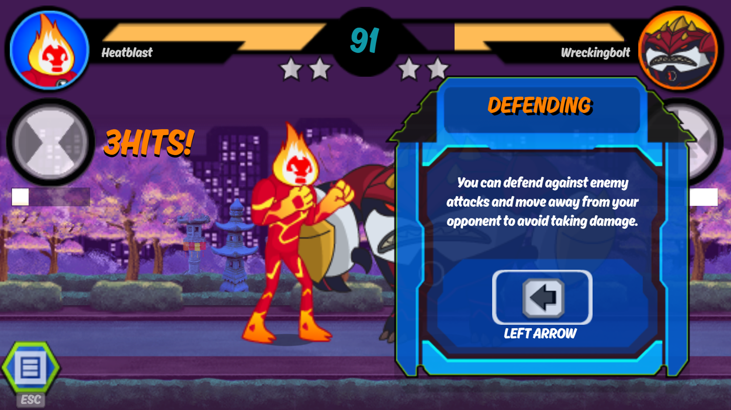 Ben 10 Alien Rivals Game Instructions Screenshot.