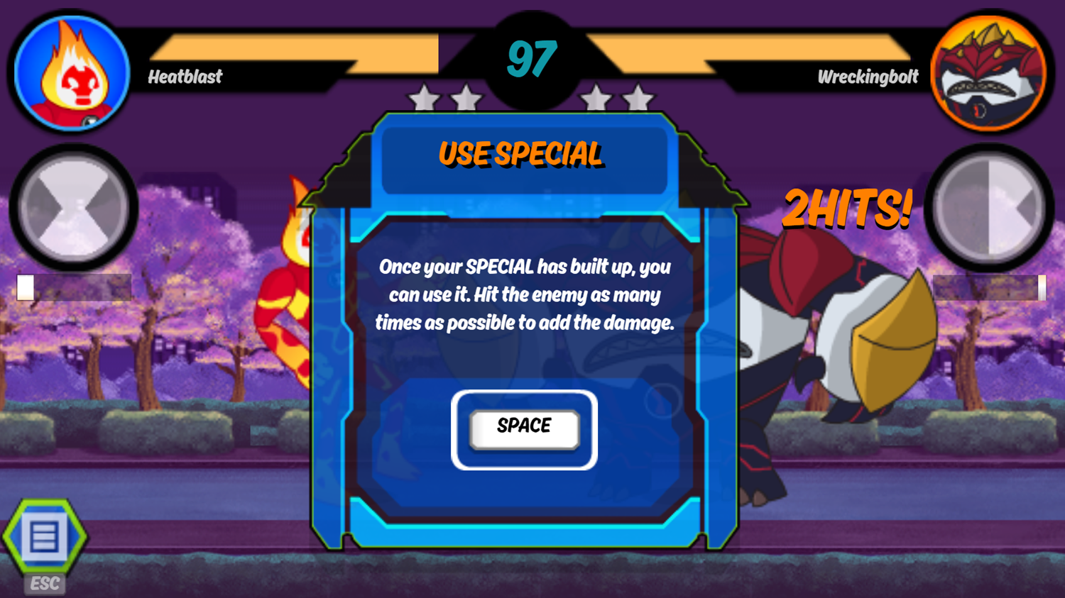 Ben 10 Alien Rivals Game Special Attack Screenshot.