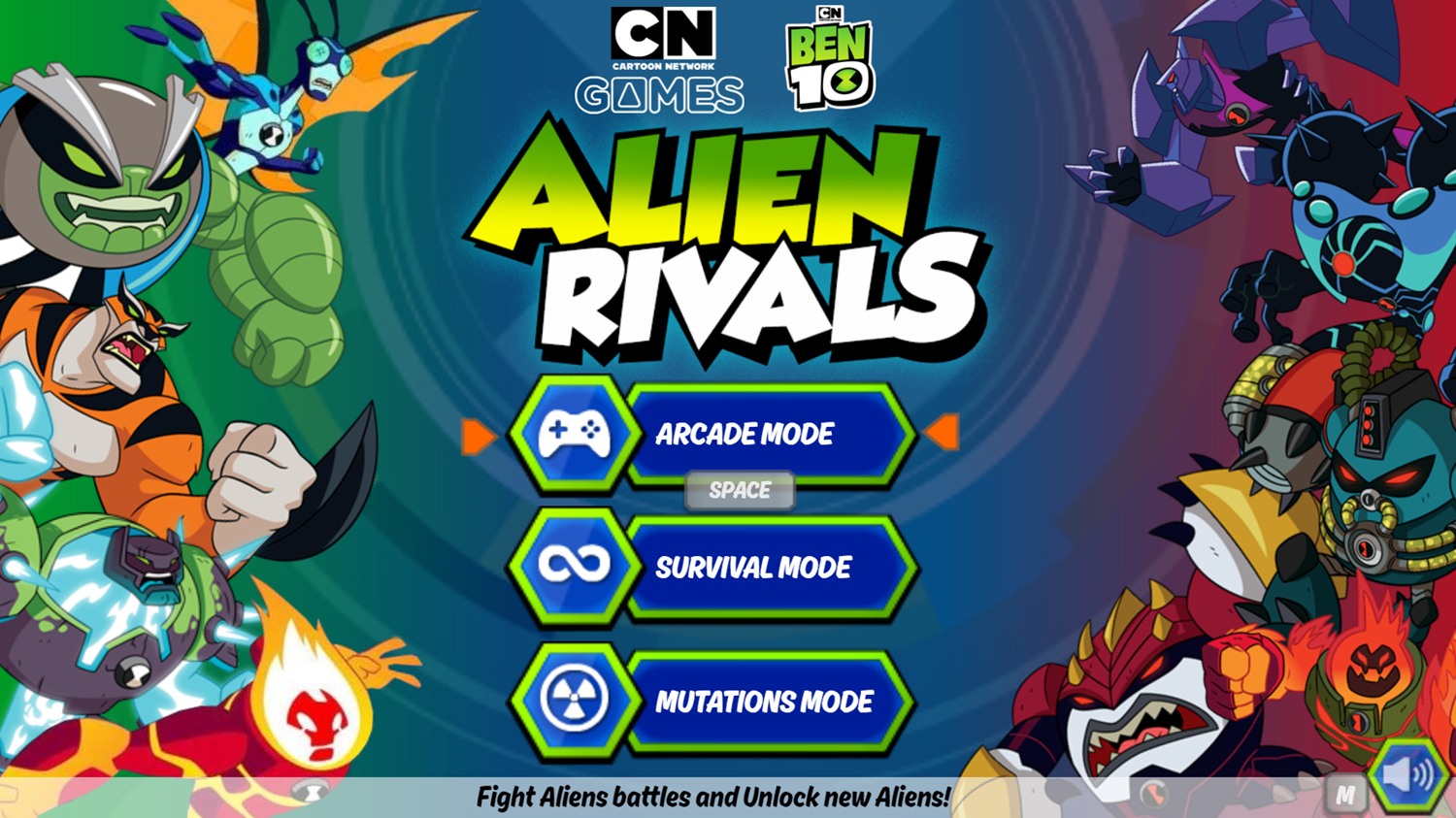 Ben 10 Alien Rivals Game Welcome Screen Screenshot.