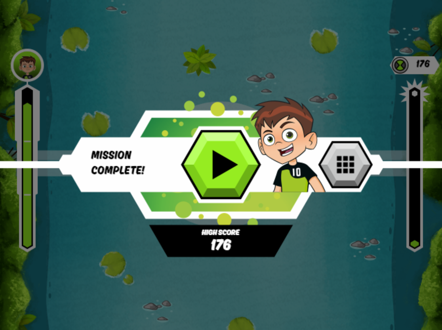 Ben 10 Alien Rush Game Mission Complete Screenshot.