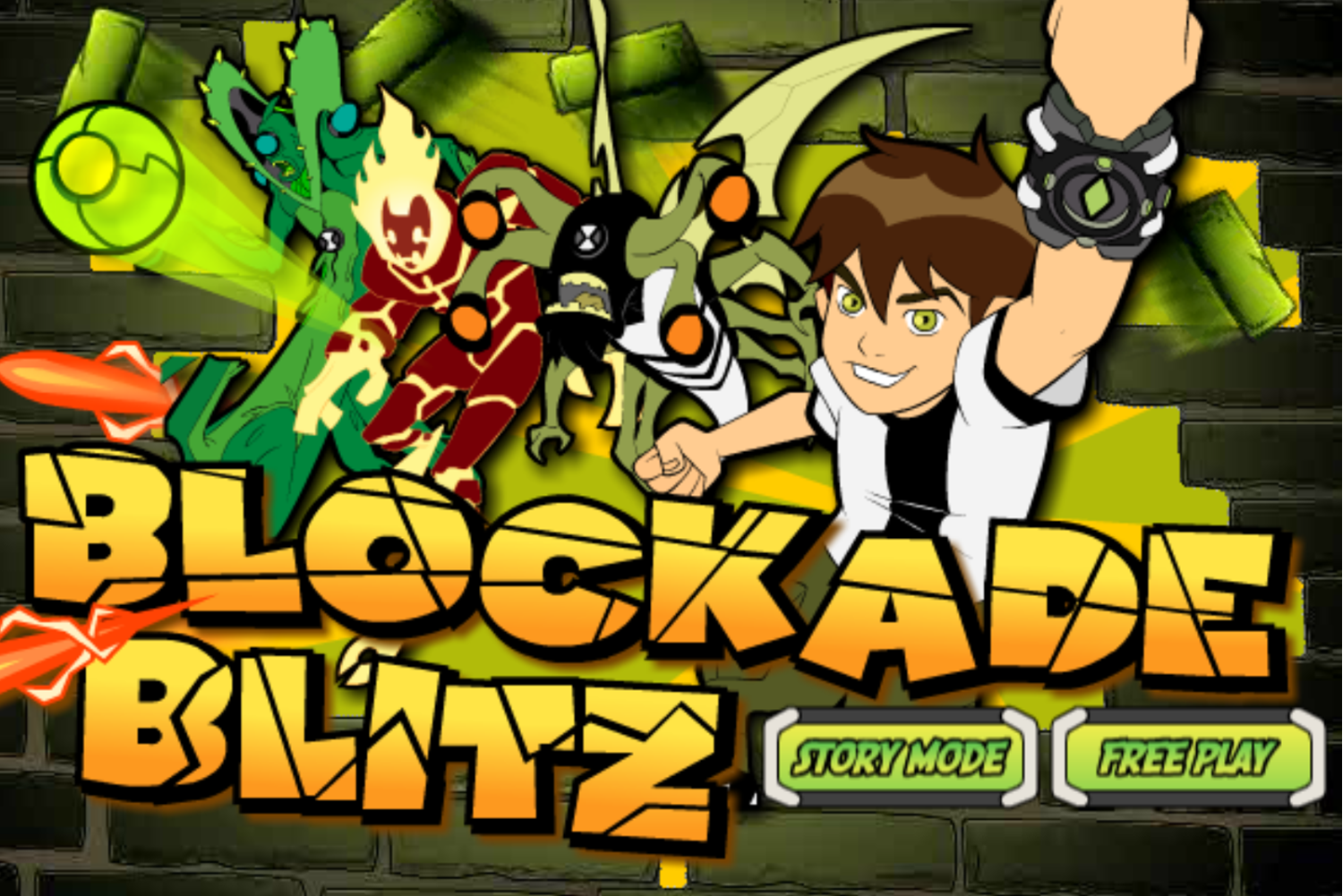 Ben 10 Blockade Blitz Game Welcome Screen Screenshot.