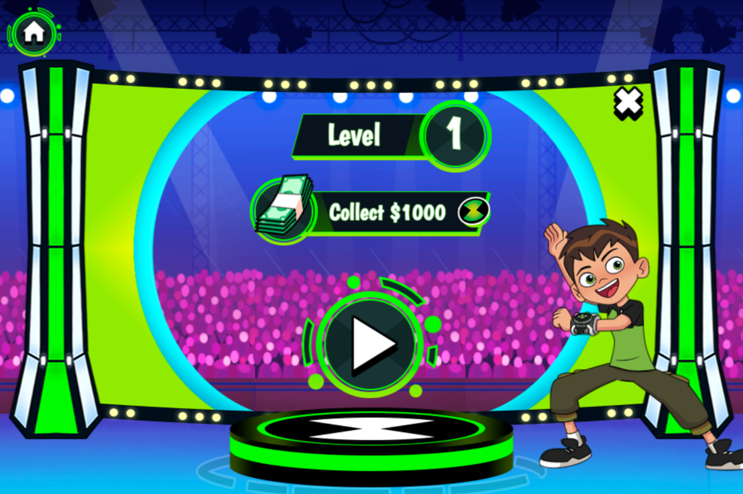 Ben 10 Challenge Stinkfly's Showtime Game Level Start Screenshot.
