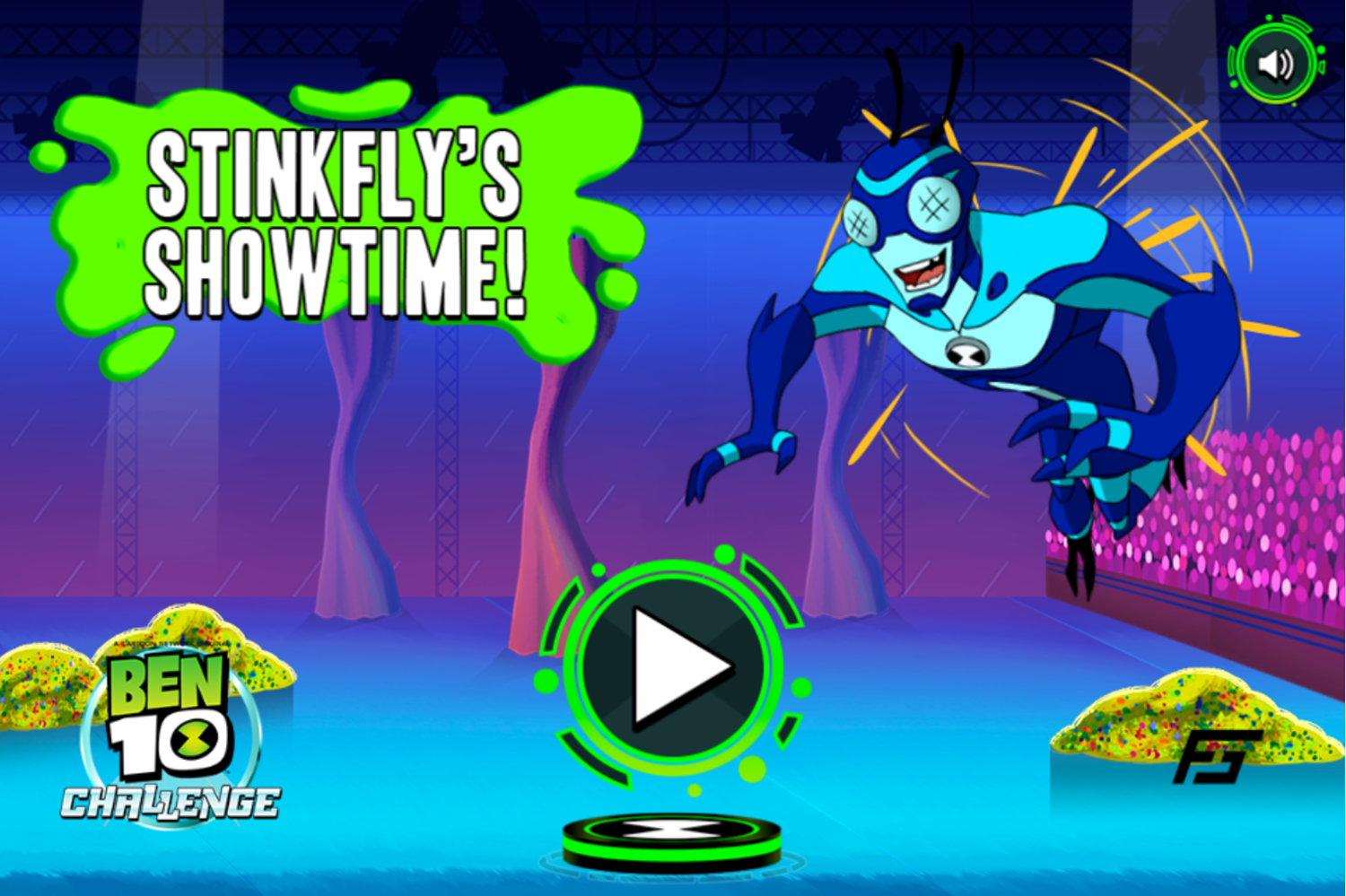 Ben 10 Challenge Stinkfly's Showtime Game Welcome Screen Screenshot.