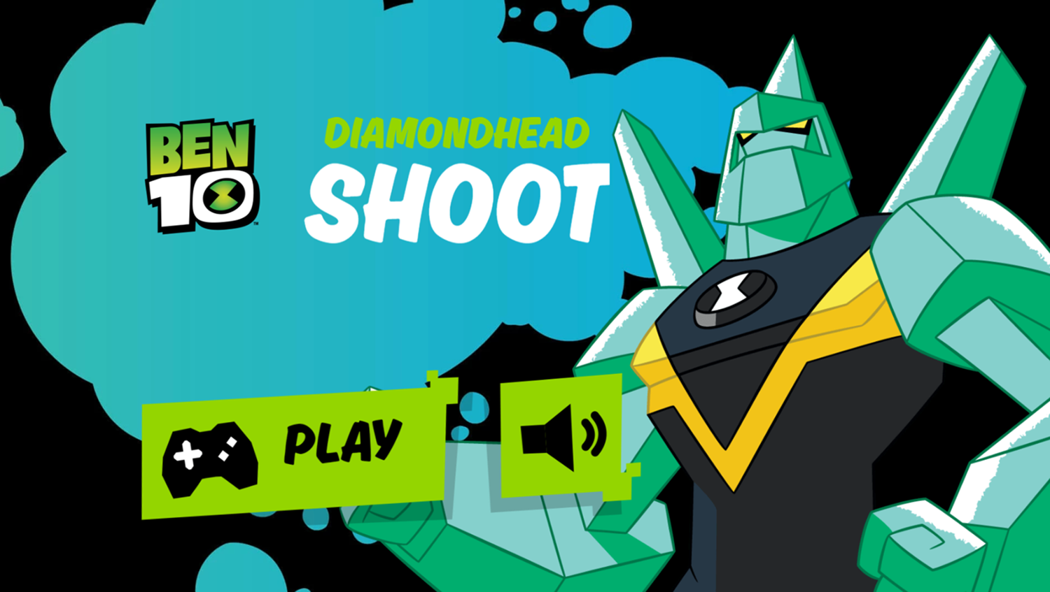 Ben 10 Diamonhead Shoot Game Welcome Screen Screenshot.
