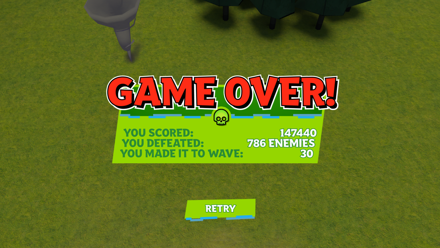 Ben 10 Drone Destruction Game Over Screenshot.