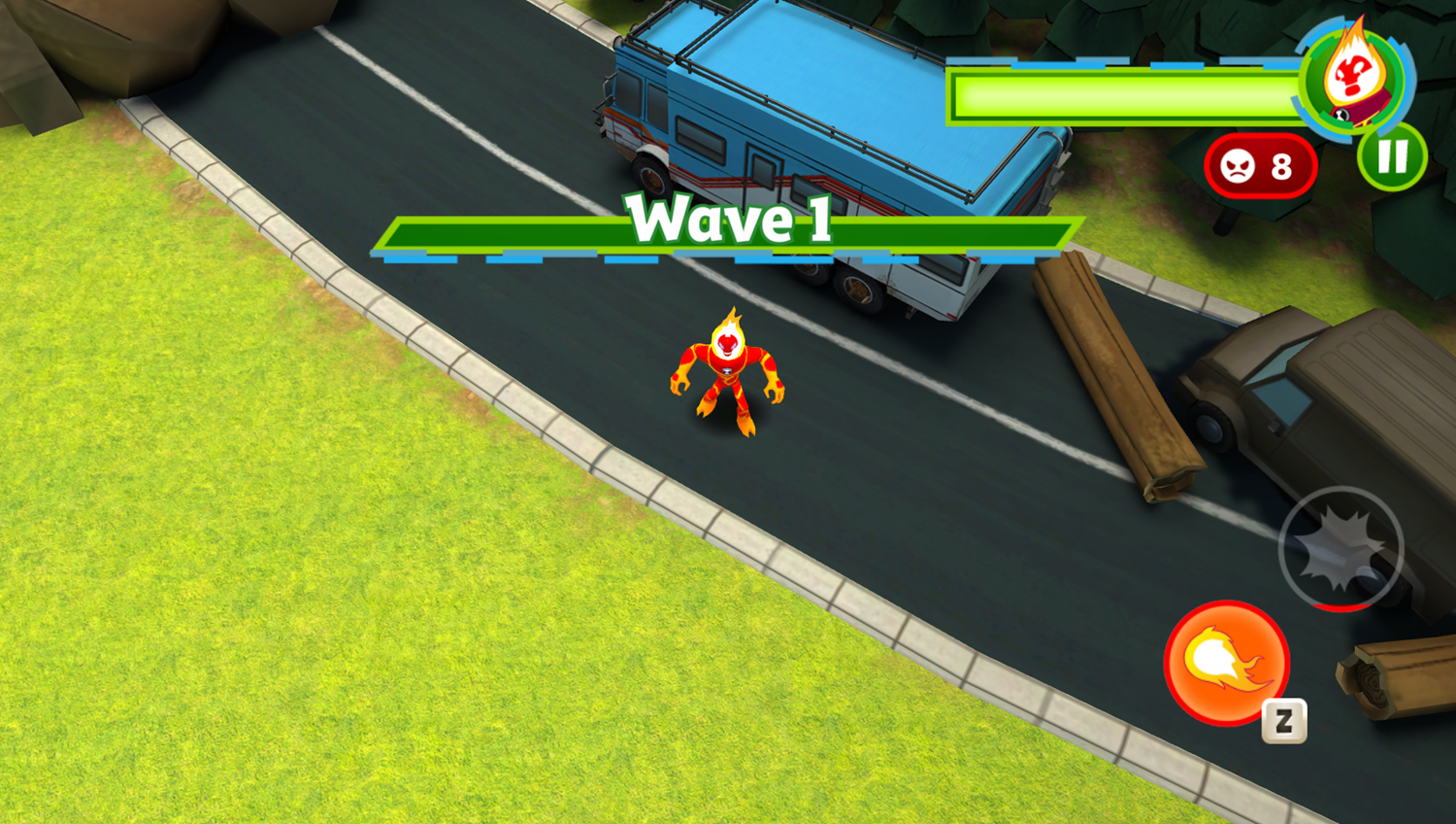 Ben 10 Drone Destruction Game Wave Start Screenshot.