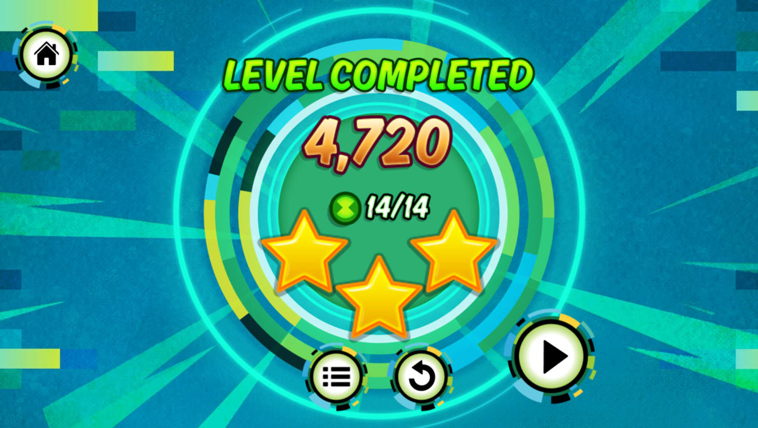 Ben 10 Escape Level Completed Screenshot.