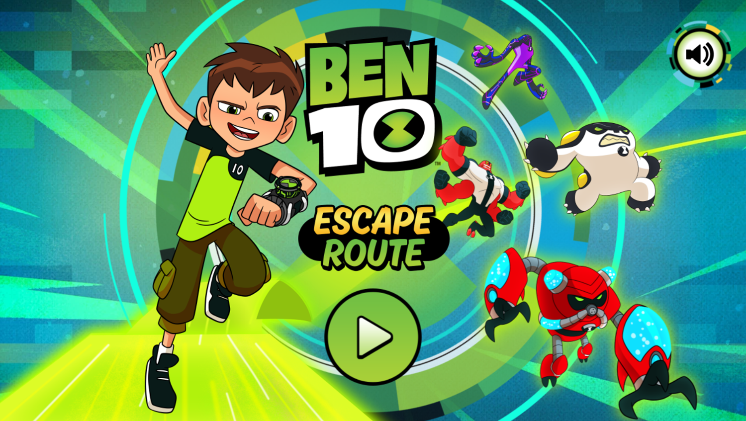 Ben 10 Escape Route Game Welcome Screen Screenshot.