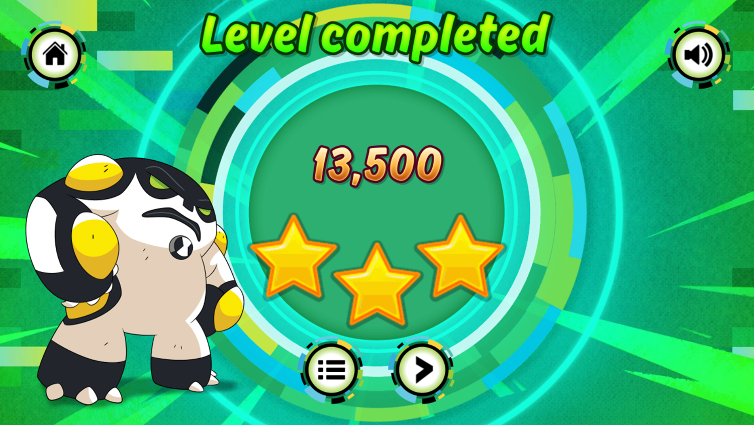 Ben 10 Hero Time Game Level Complete Screenshot.