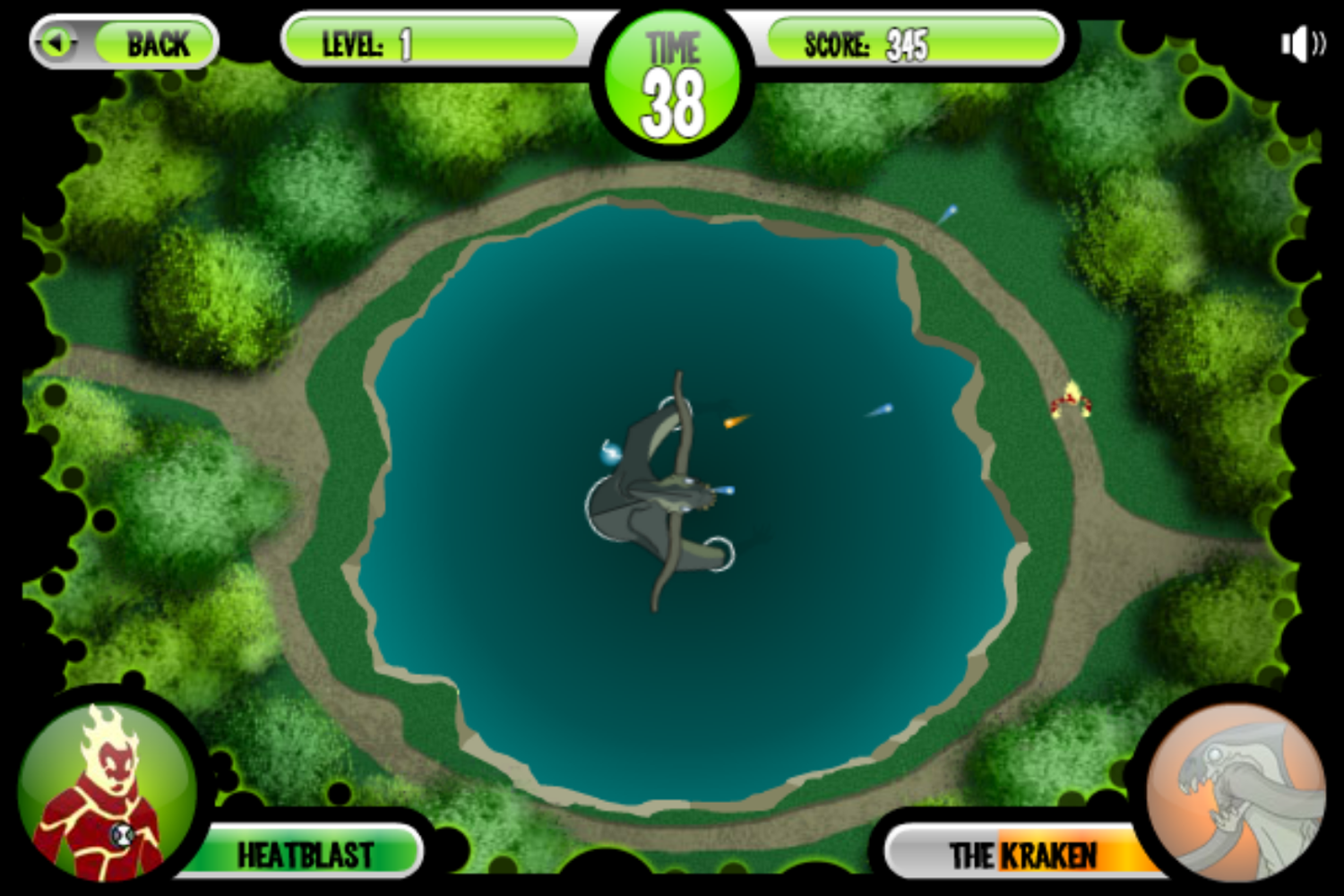 Ben 10 Kraken Attack Game Play Screenshot.