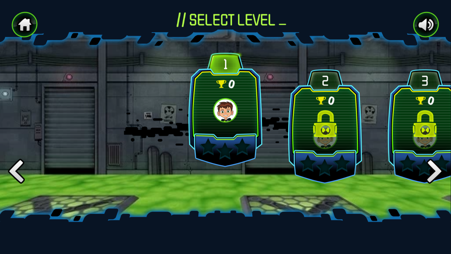Ben 10 Omnicode Game Select Level Screenshot.