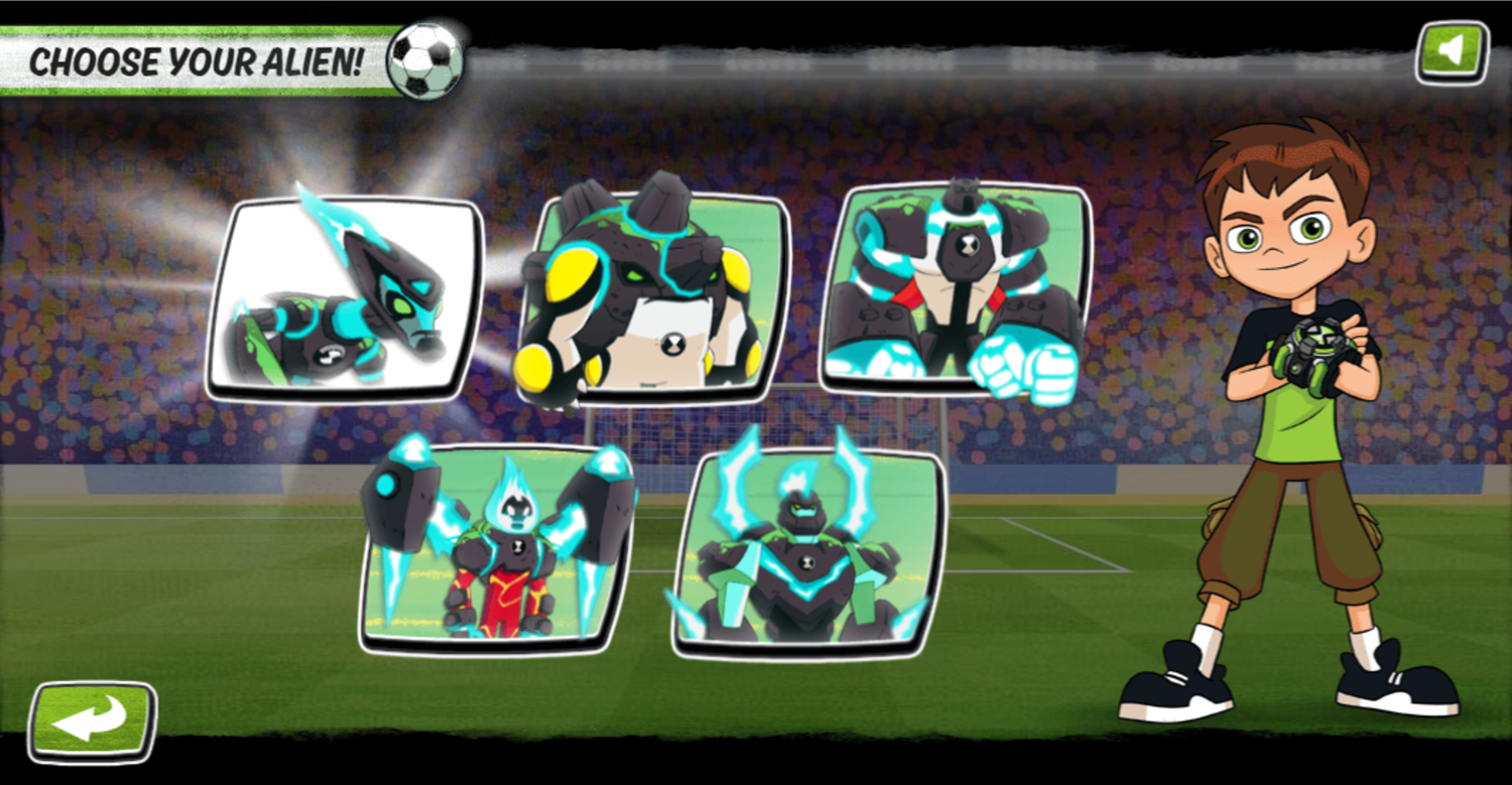 Ben 10 Penalty Power Game Alien Select Screenshot.