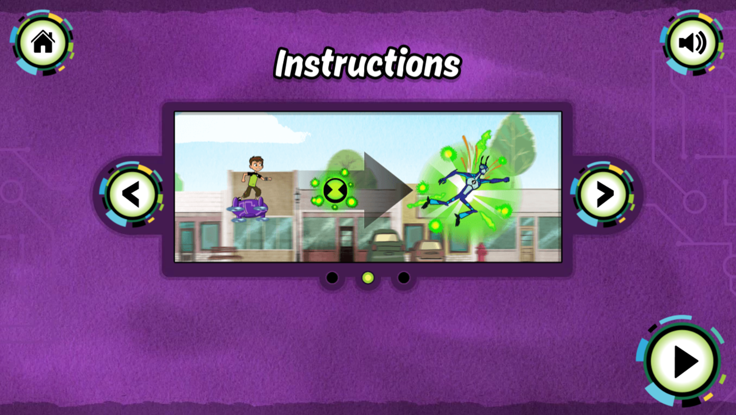 Ben 10 Power Surge Game Transformation Screenshot.