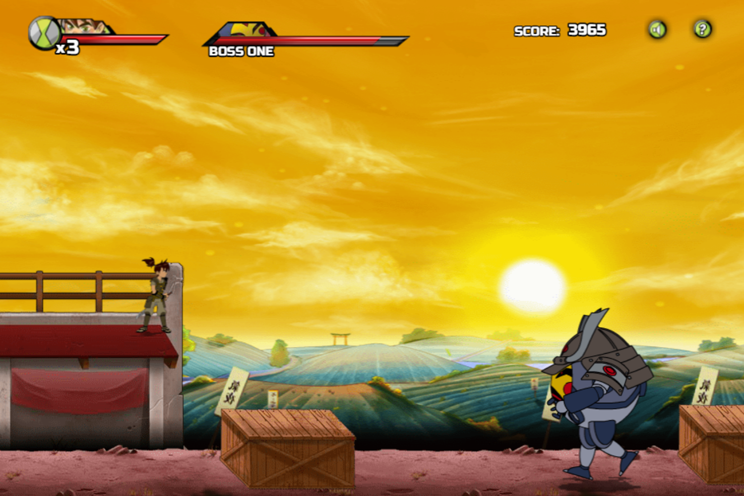 Ben 10 Samurai Warrior Game Boss Fight Screenshot.