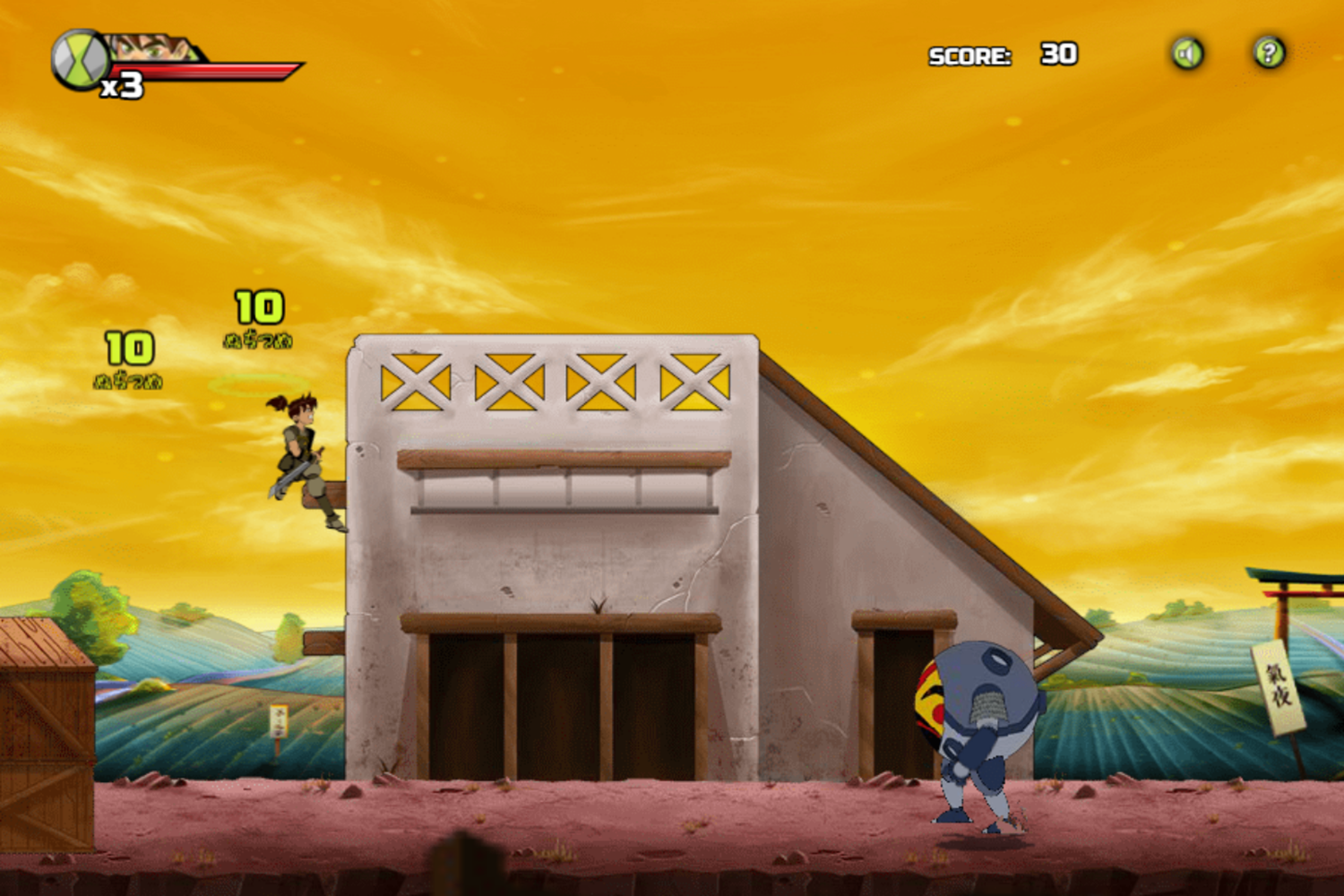 Ben 10 Samurai Warrior Game Platforming Screenshot.