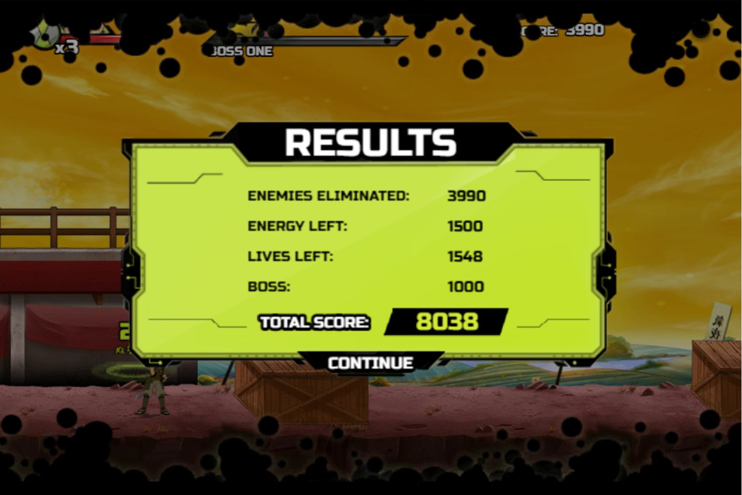 Ben 10 Samurai Warrior Game Results Screenshot.